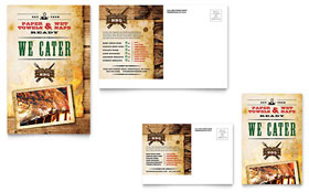 Steakhouse BBQ Restaurant - Postcard Sample Template