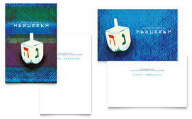 Hanukkah Dreidel - Greeting Card Template