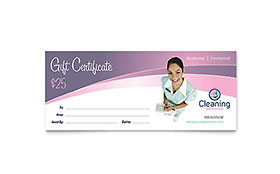 House Cleaning & Maid Services - Gift Certificate Sample Template