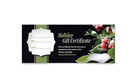 Holly Leaves - Gift Certificate Template