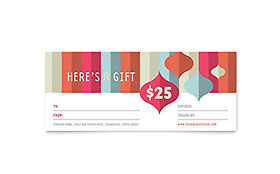 Modern Ornaments - Gift Certificate Template